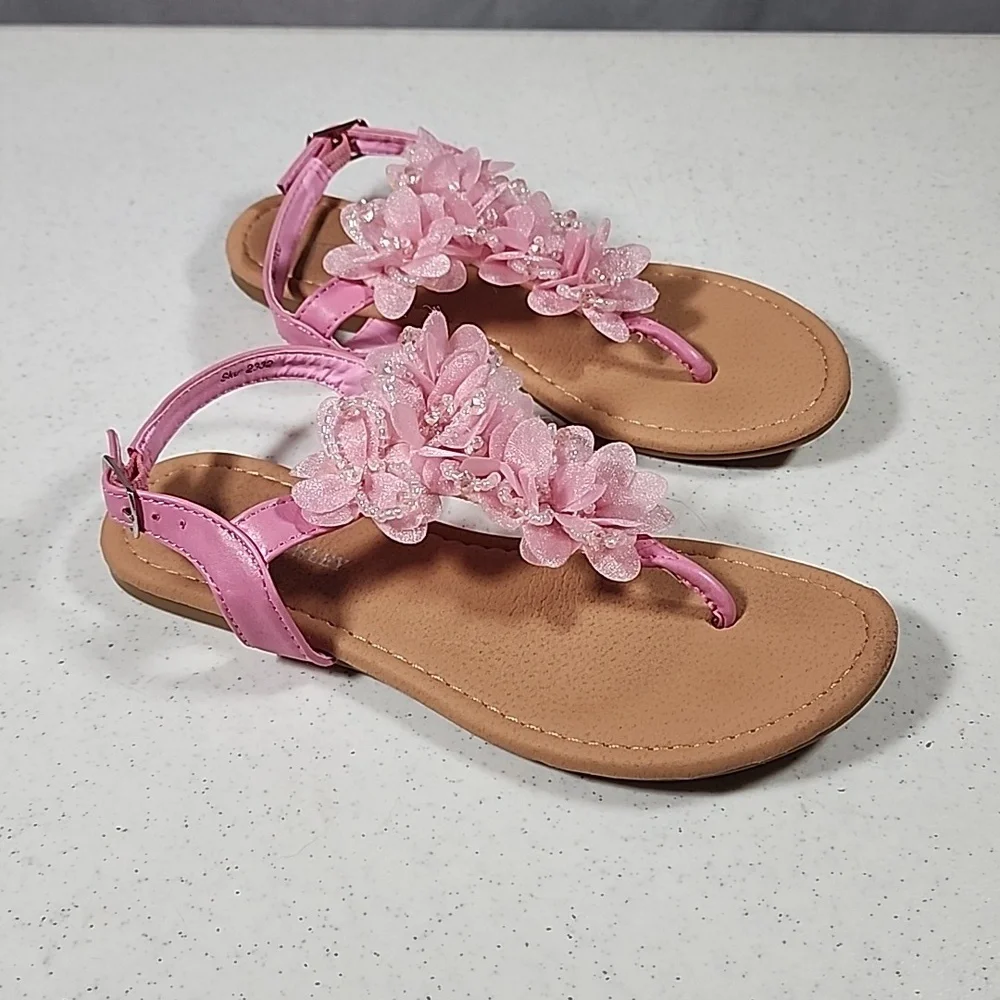 Laura Ashley Pink Flower Cutie T-Strap Sandal Girls Size 1